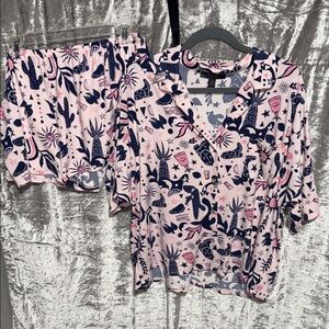 Pink and Navy Women's Cowboy/Western Pajama Set Midnight by Carole Hochman